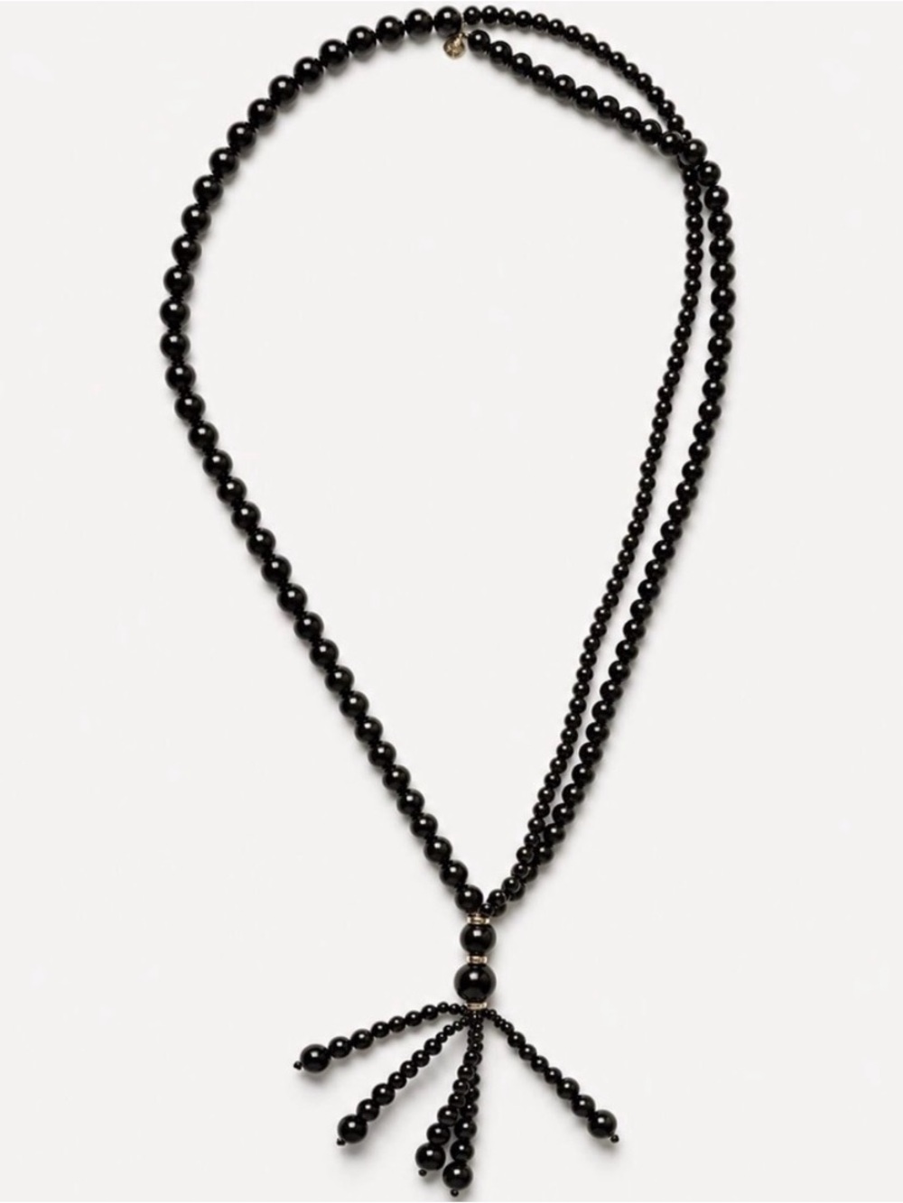 Mayamar 
Black Obsidian Beaded Multi-Strand Tassel
Necklace